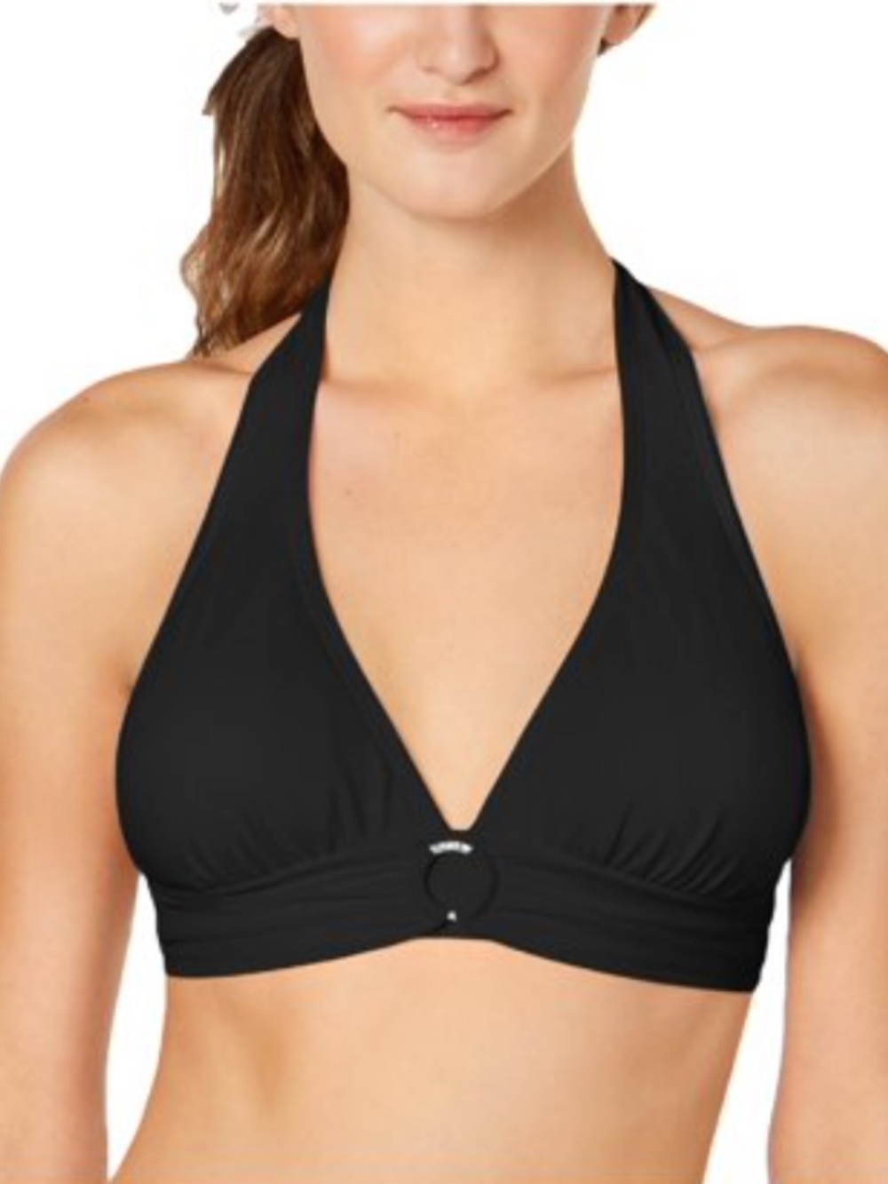 MICHAEL Michael Kors Women's Ruched Halter Swim Top Black Size XS 12221